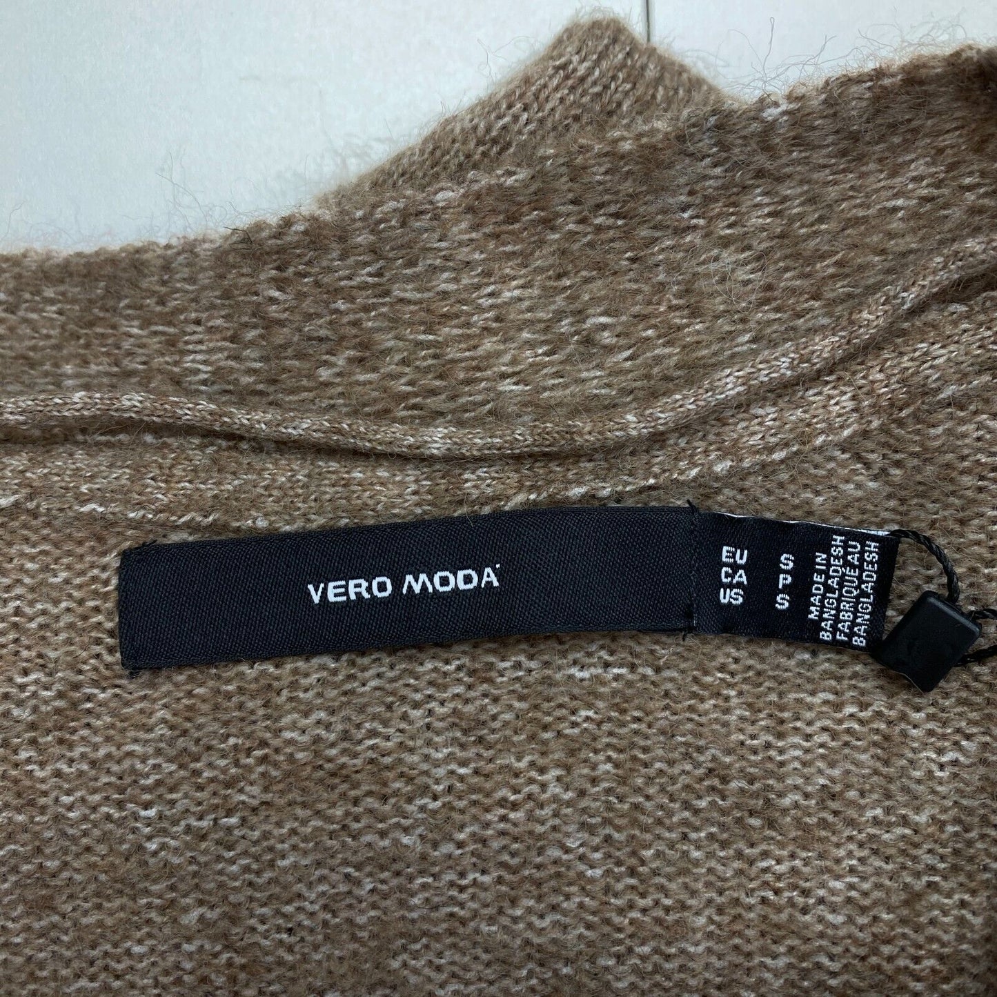 VERO MODA Women Brown V Neck Long Cardigan Sweater Jumper Size S