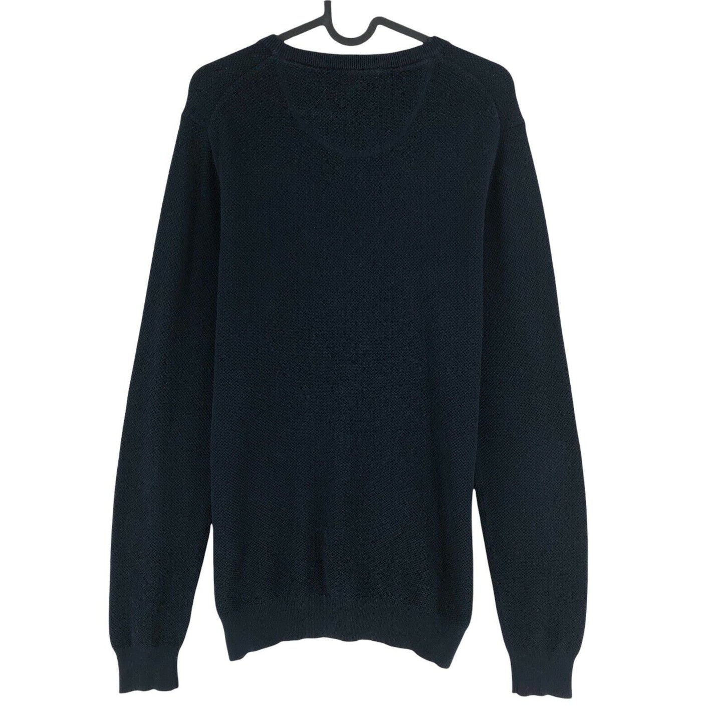 GANT Navy Blue Cotton Pique Crew Neck Jumper Sweater Size M