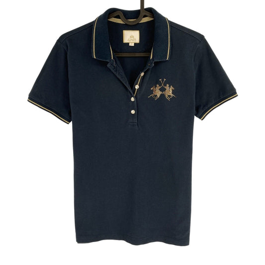 LA MARTINA Women Navy Blue SS Pique Polo Shirt Size 3 / M