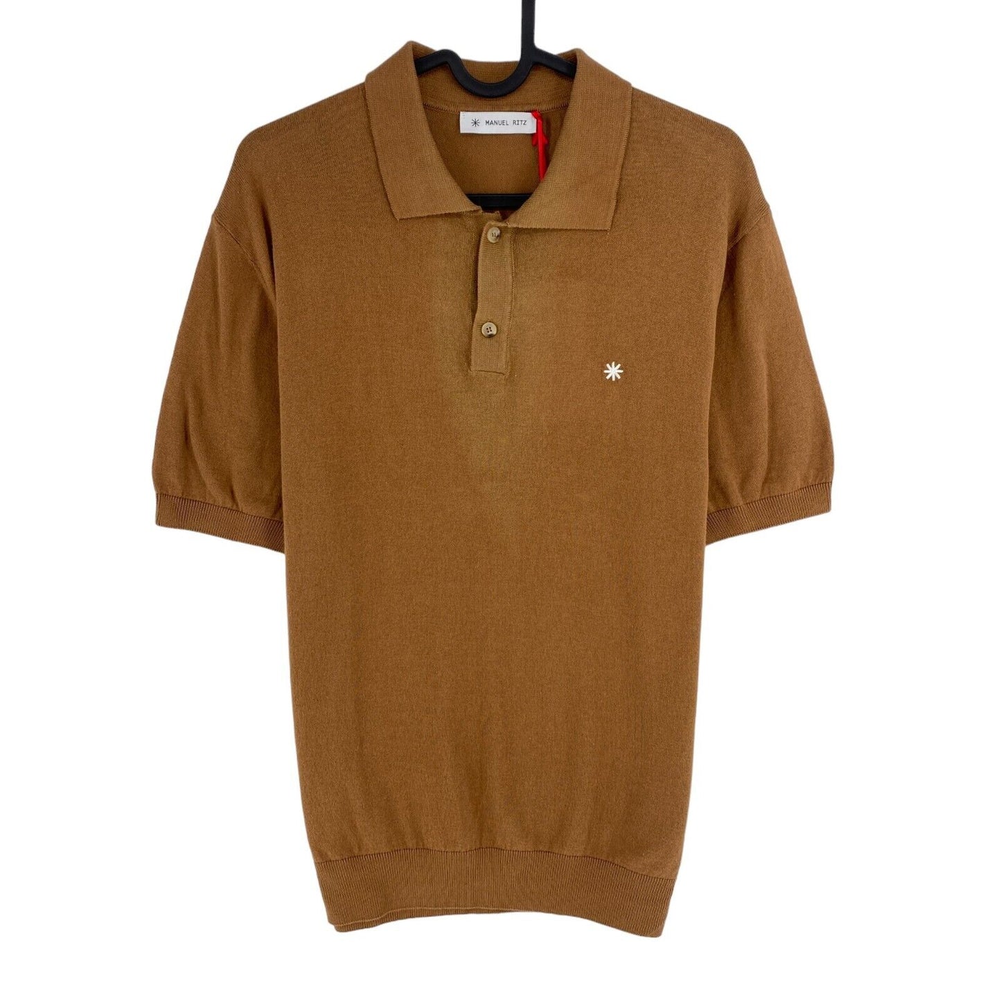 MANUEL RITZ Men Brown Knitted Short Sleeves Polo Shirt Size M