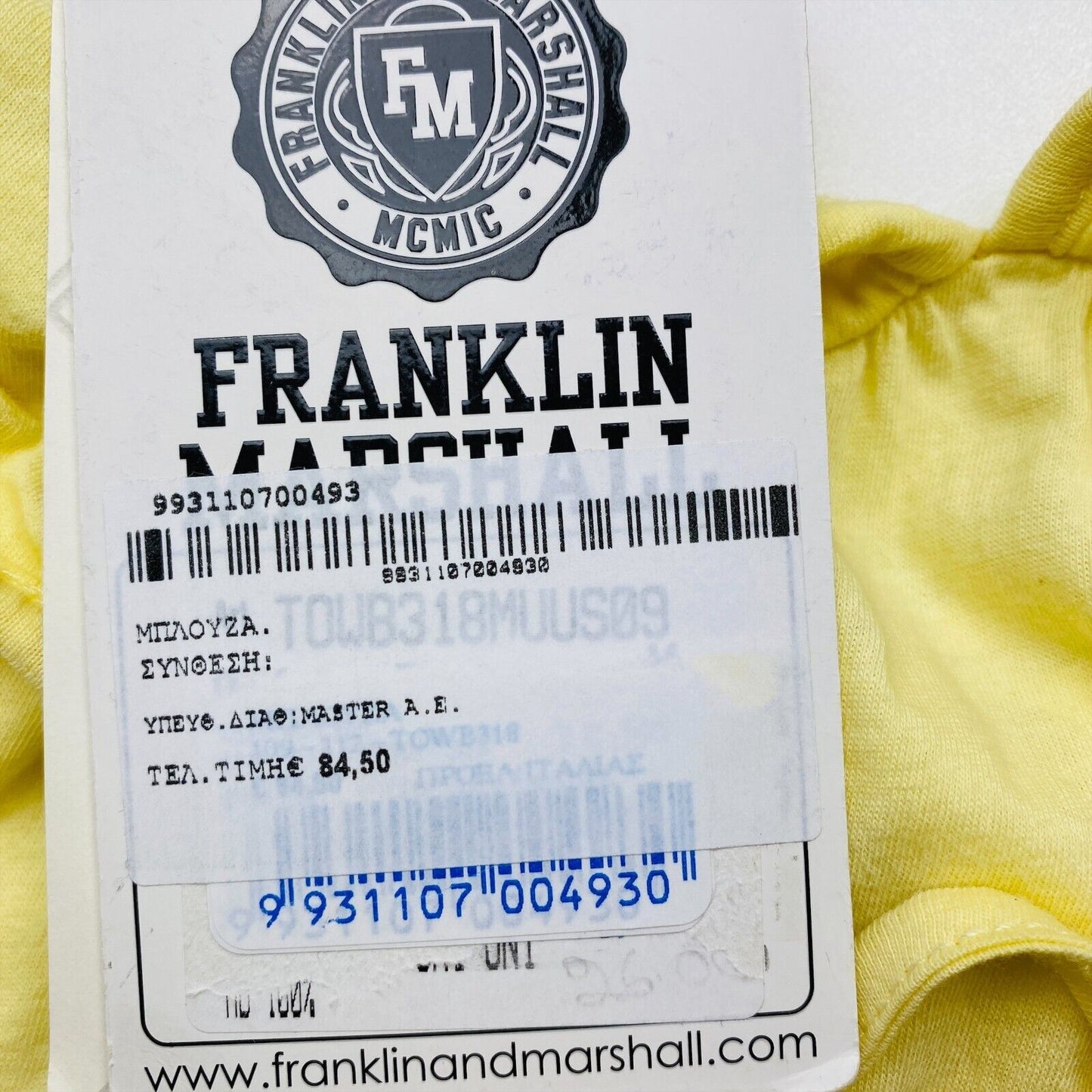 FRANKLIN &amp; MARSHALL Gelbe ärmellose Neckholder-Bluse aus 100 % Baumwolle, Größe M