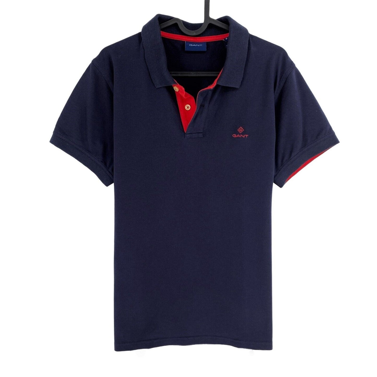 GANT Navy Blue Contrast Collar Pique Rugger Polo Shirt Size M