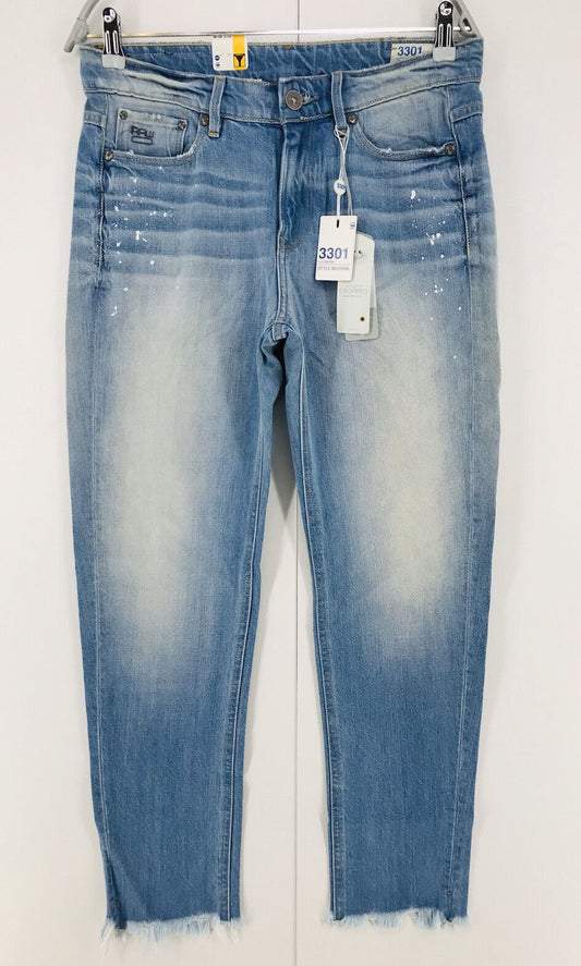 G-STAR RAW 3301 femme bleu coupe ample fuselée jean W26 L32