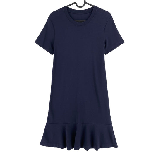 GANT Bleu Marine Manches Courtes Volant Détail Jersey Une Ligne Robe Robe Taille XS