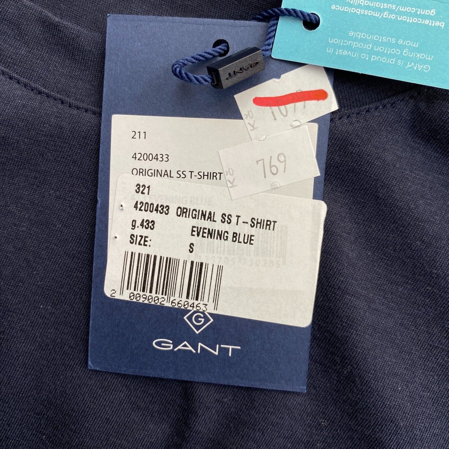 GANT Navy Blue Original Crew Neck T Shirt Size S