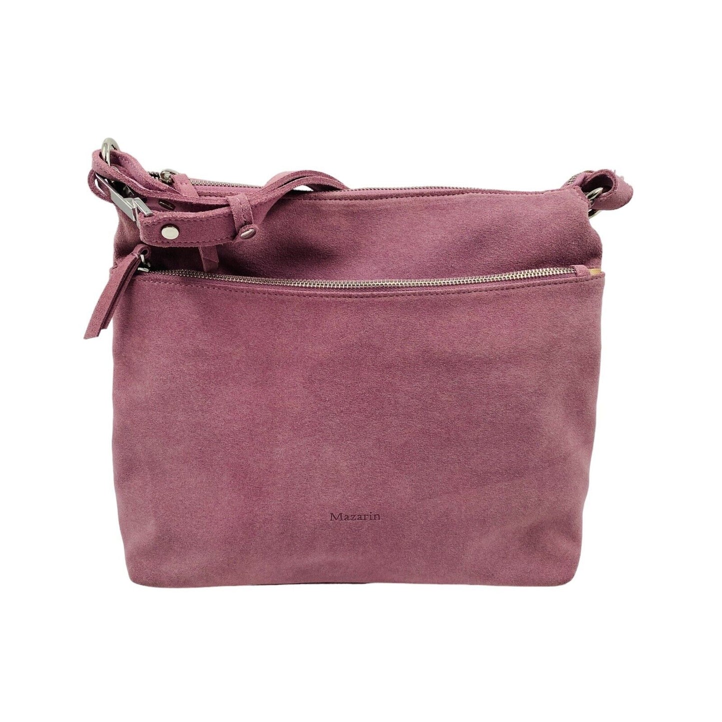 MAZARIN Pink Suede Leather Bag Handbag Shoulder Bag