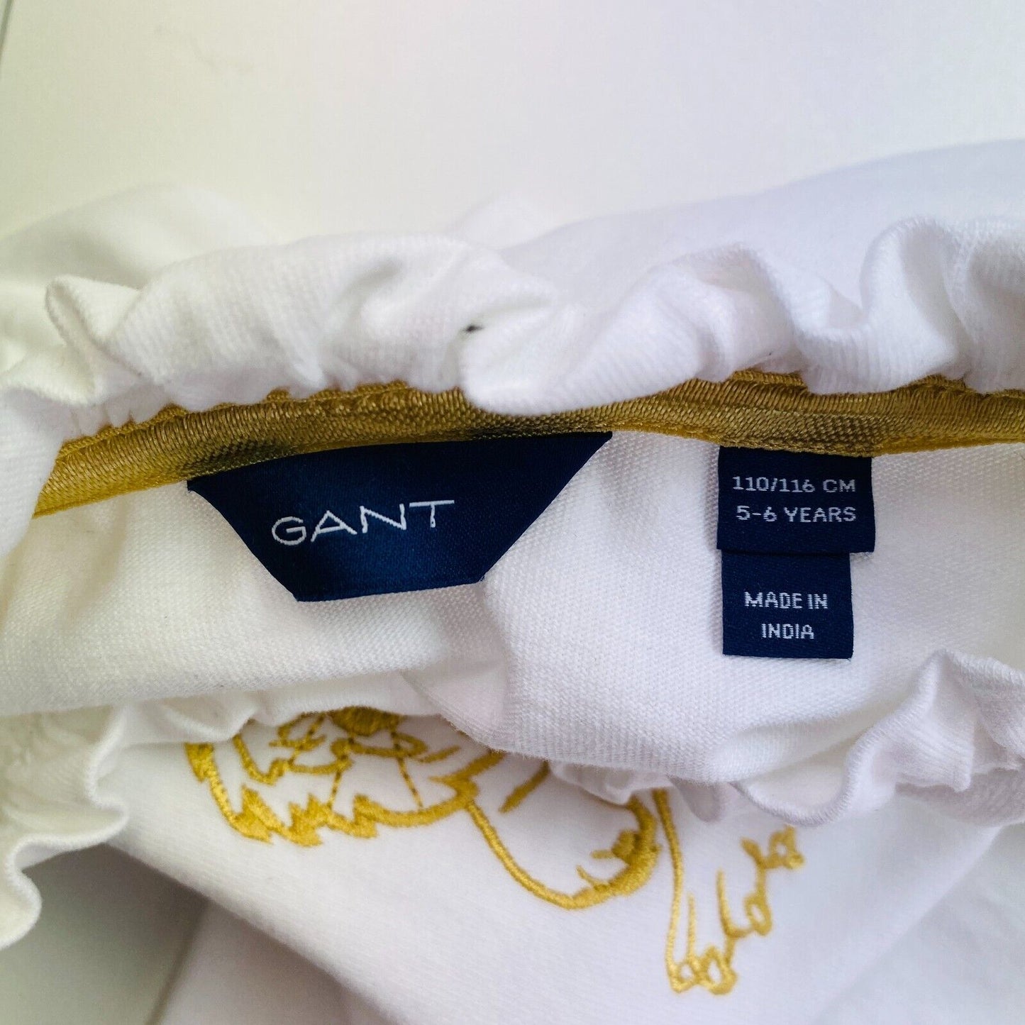 GANT T-shirt blanc à manches longues et col rond pour fille Taille 110/116 cm 5-6 ans