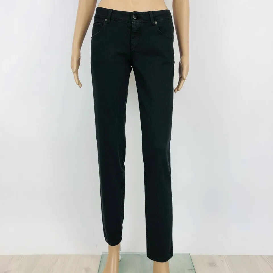 RRP $560 Ermanno Scervino Women Skinny Slim Fit Dark Grey Jeans Size W28 IT 42