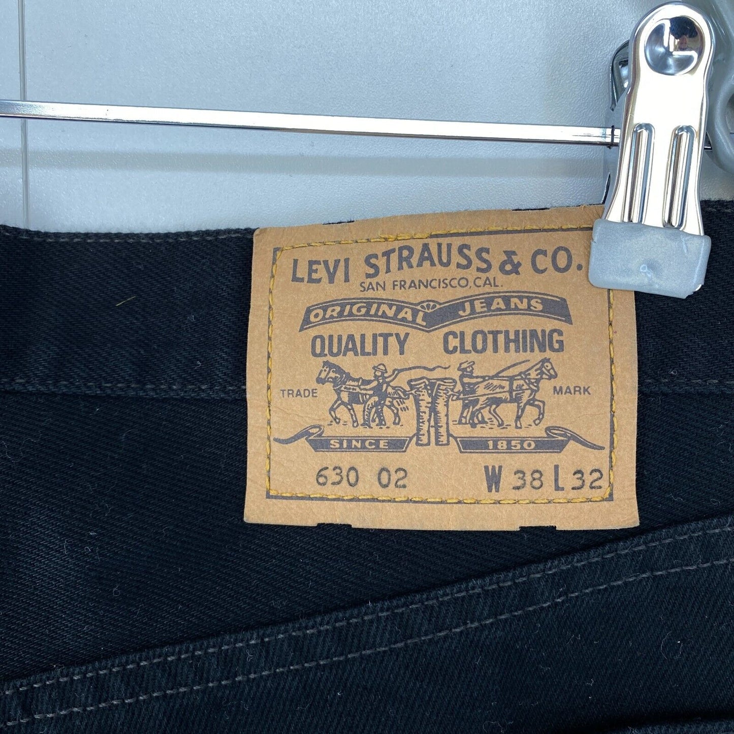 Levi's 630 02 1970s Vintage Orange Tab Black Regular Straight Fit Jeans W38 L32