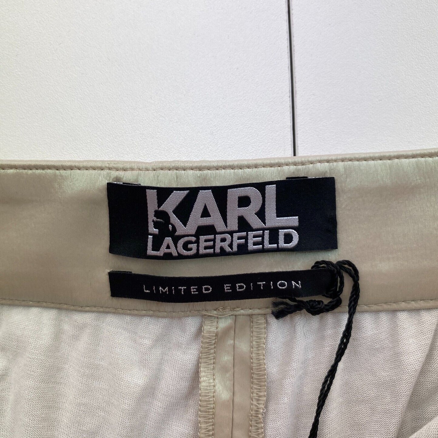 Karl Lagerfeld Beige Metal Drawstring Metallic Shorts Size EU 32 UK 4 US 2