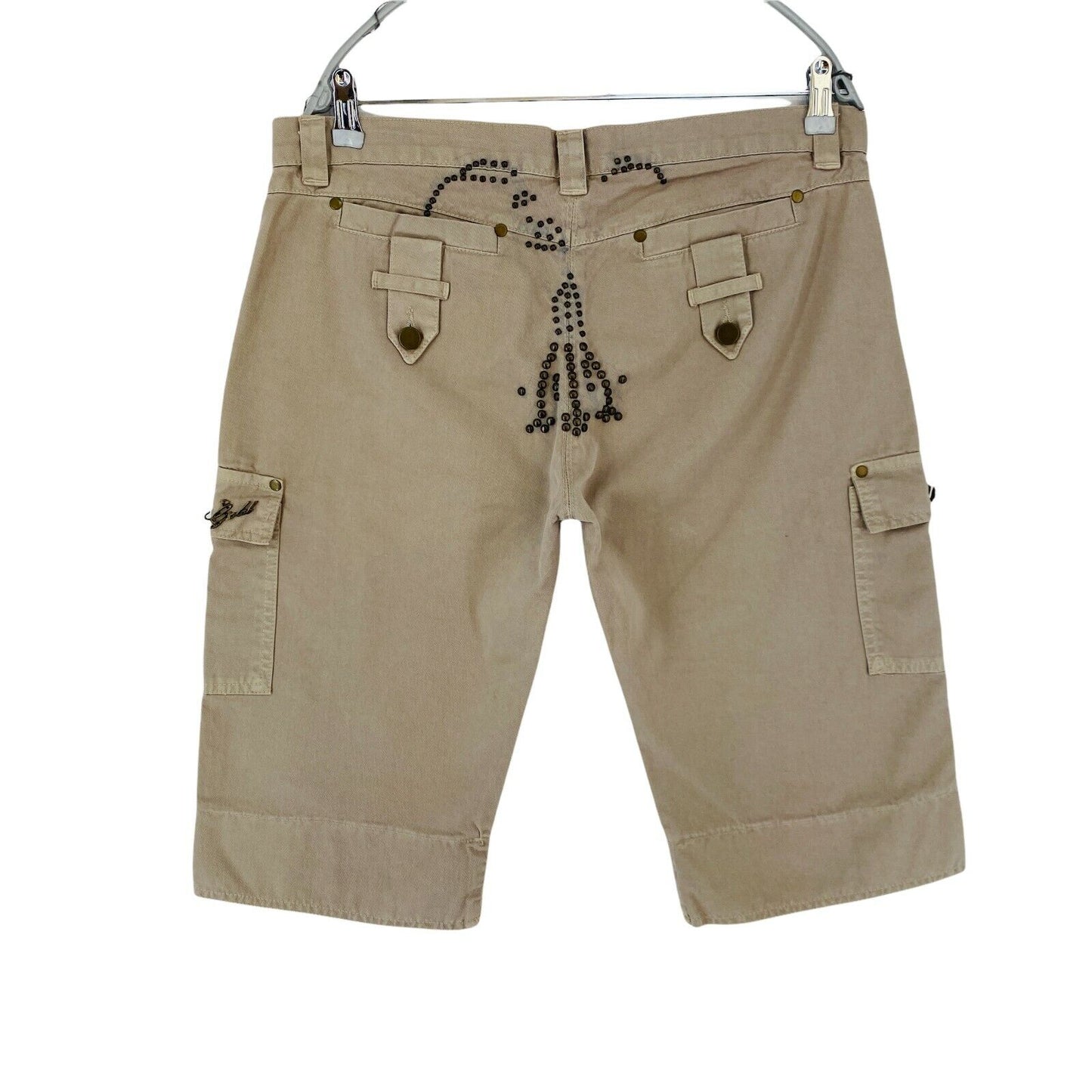 DPM Women Beige Regular Fit Knee Length Cargo Shorts Size EU 48 W34