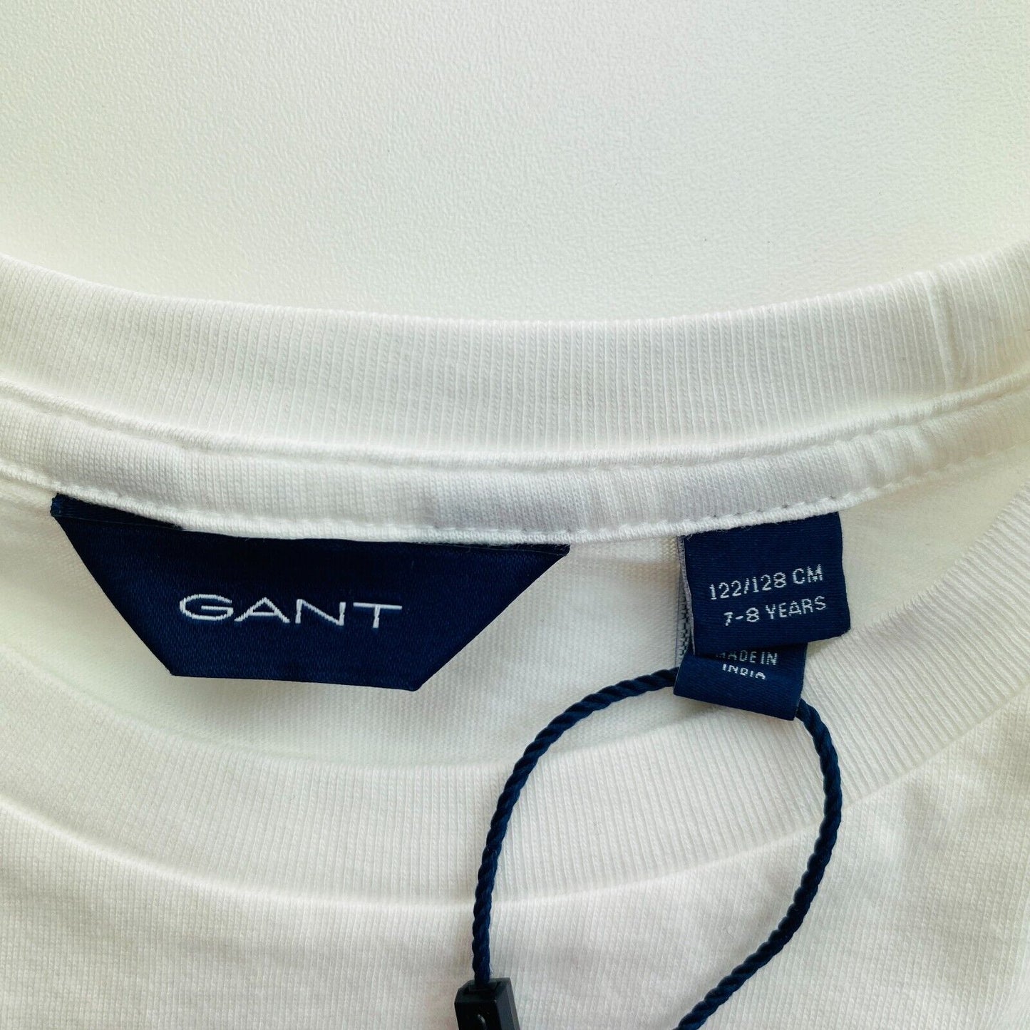 GANT T-shirt ras du cou blanc avec inscription cœur pour fille, taille 7-8 ans 122/128 cm