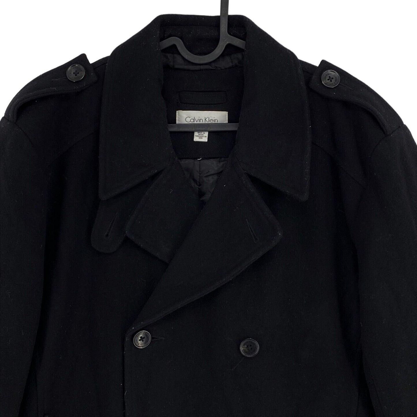 Calvin Klein Black Wool Blend Over Coat Size L