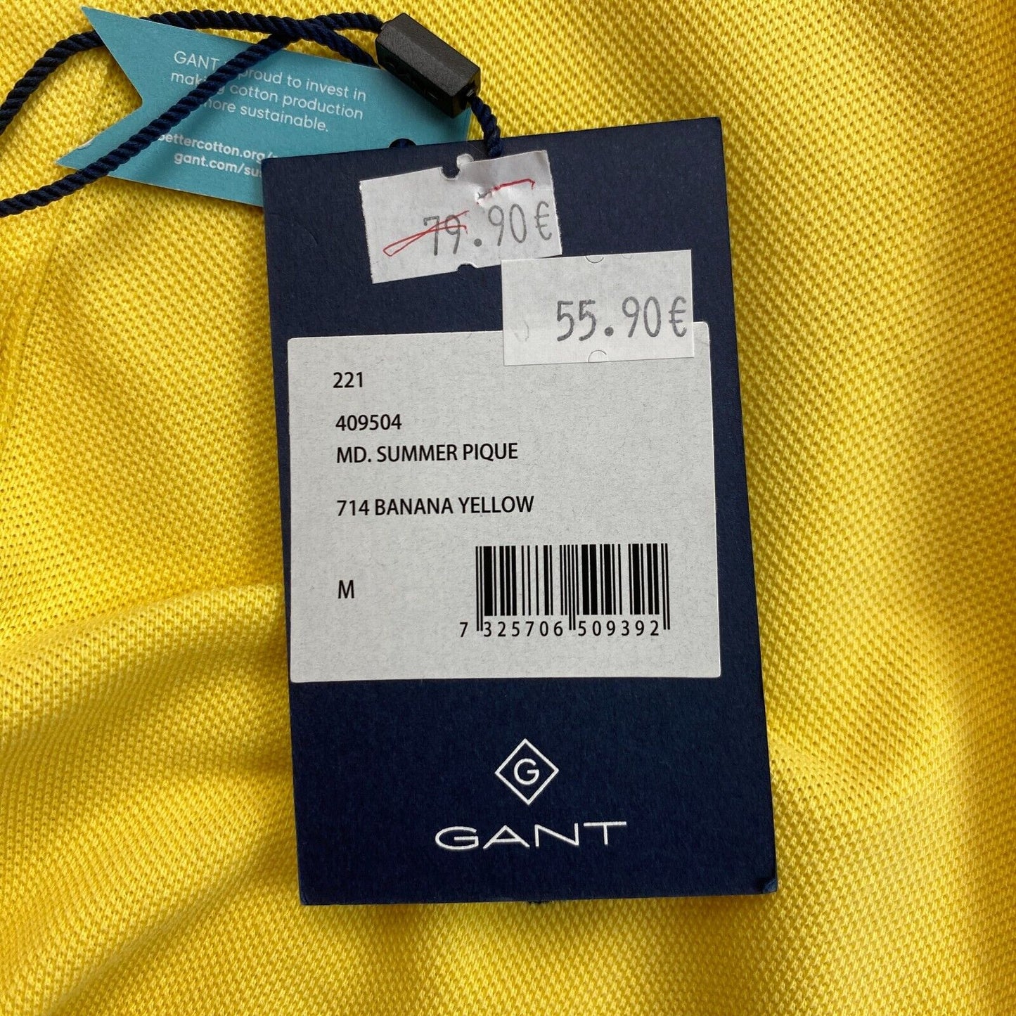 GANT Gelbes Sommer-Piqué-Poloshirt Größe M