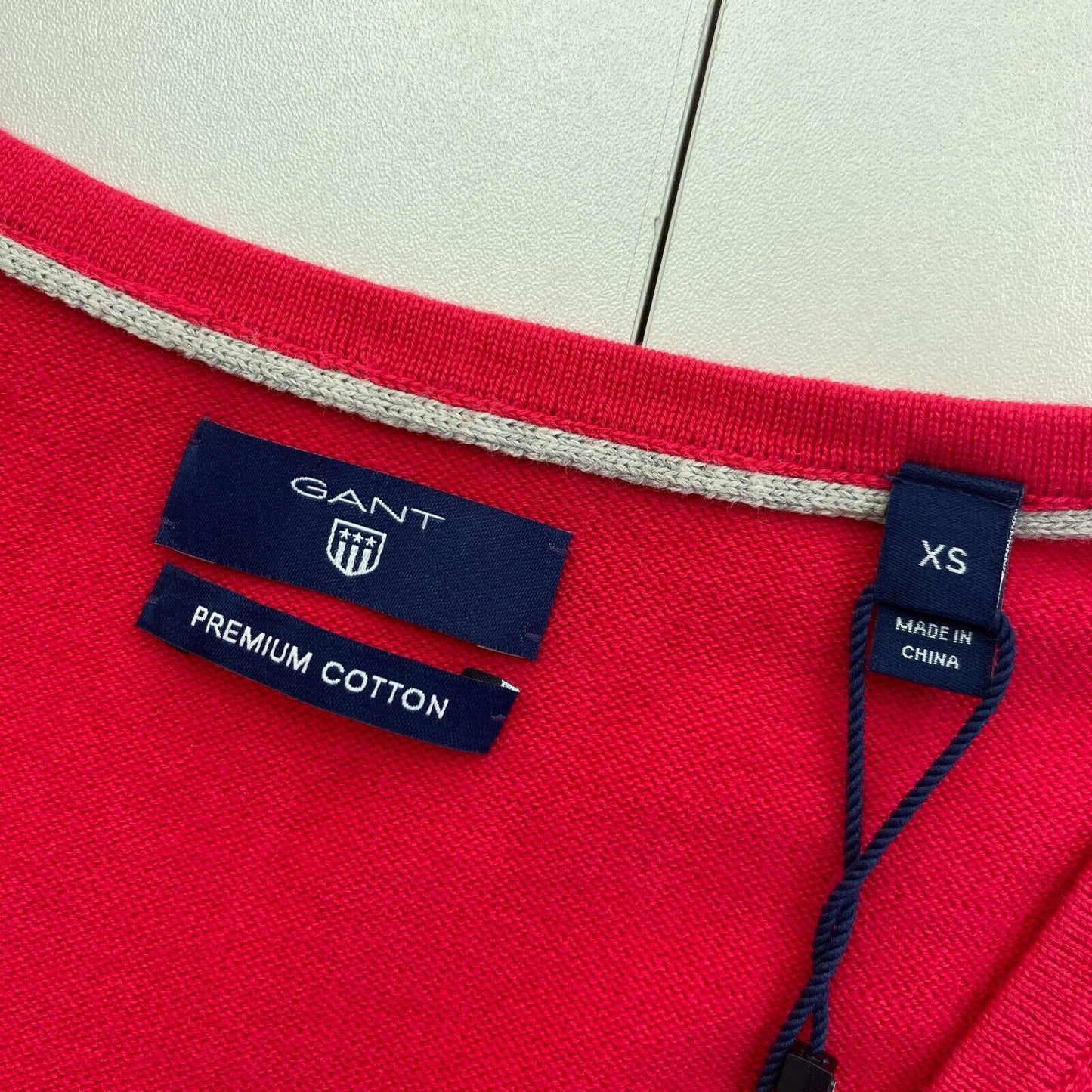 GANT Rouge Coton Léger Col V Pull Pull Pull Taille XS