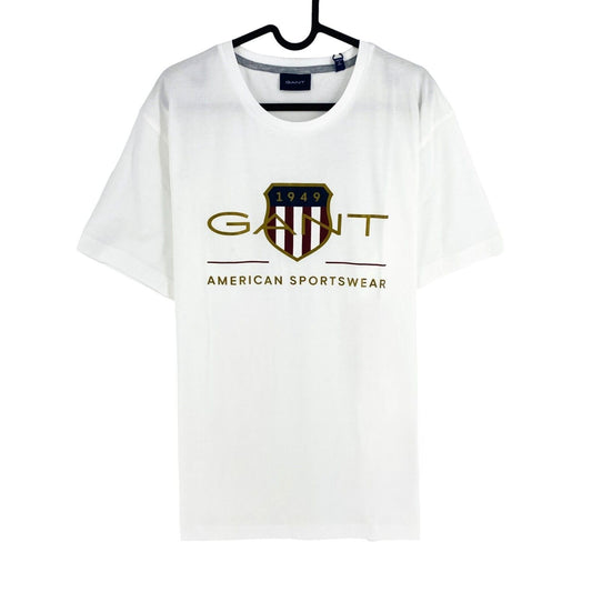 GANT Men White Archive Shield Crew Neck Short Sleeve T Shirt Size L