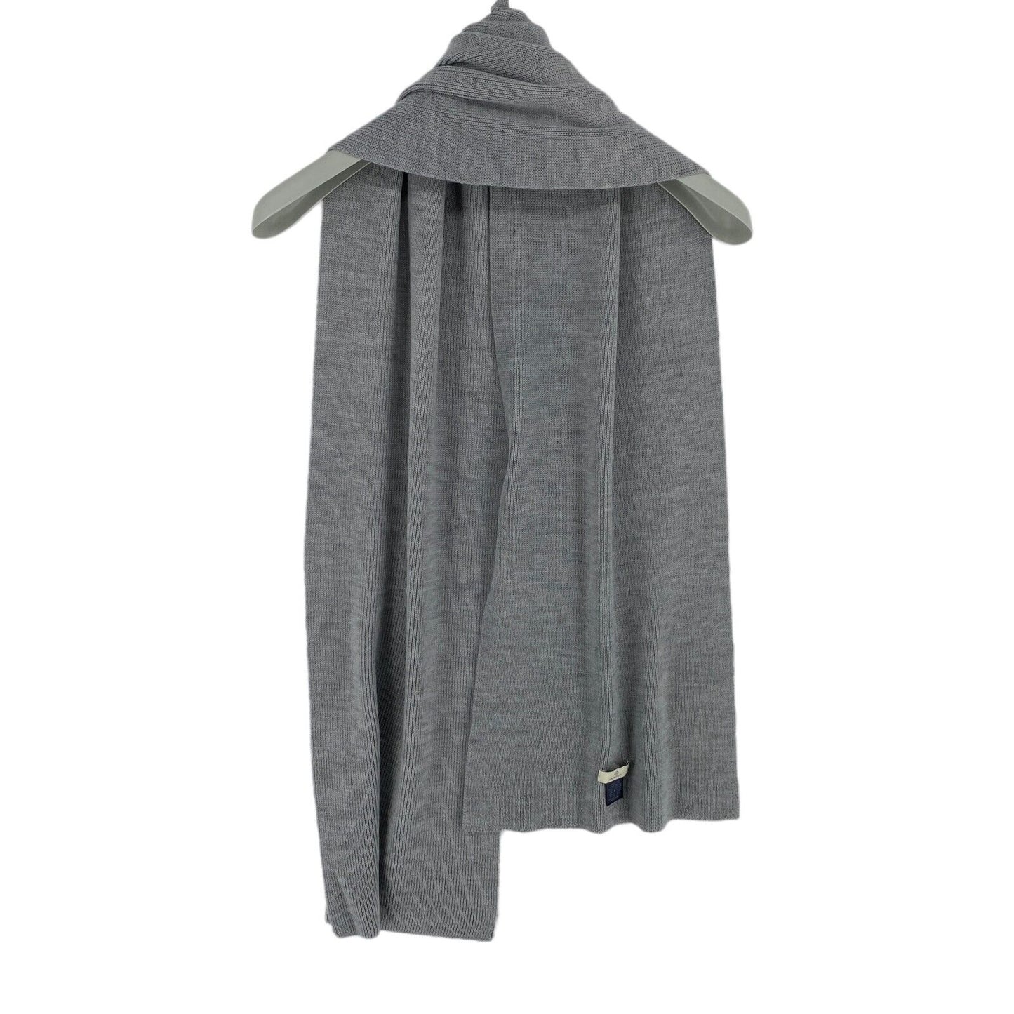 GANT Grey 100% Merino Wool Rib Knit Long Scarf