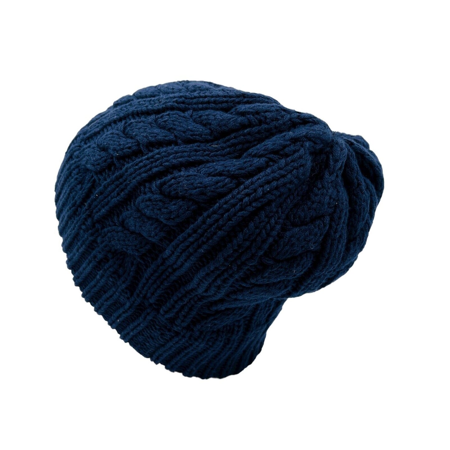 GANT Dark Blue Cable Knit Cotton Blend Beanie Hat One Size