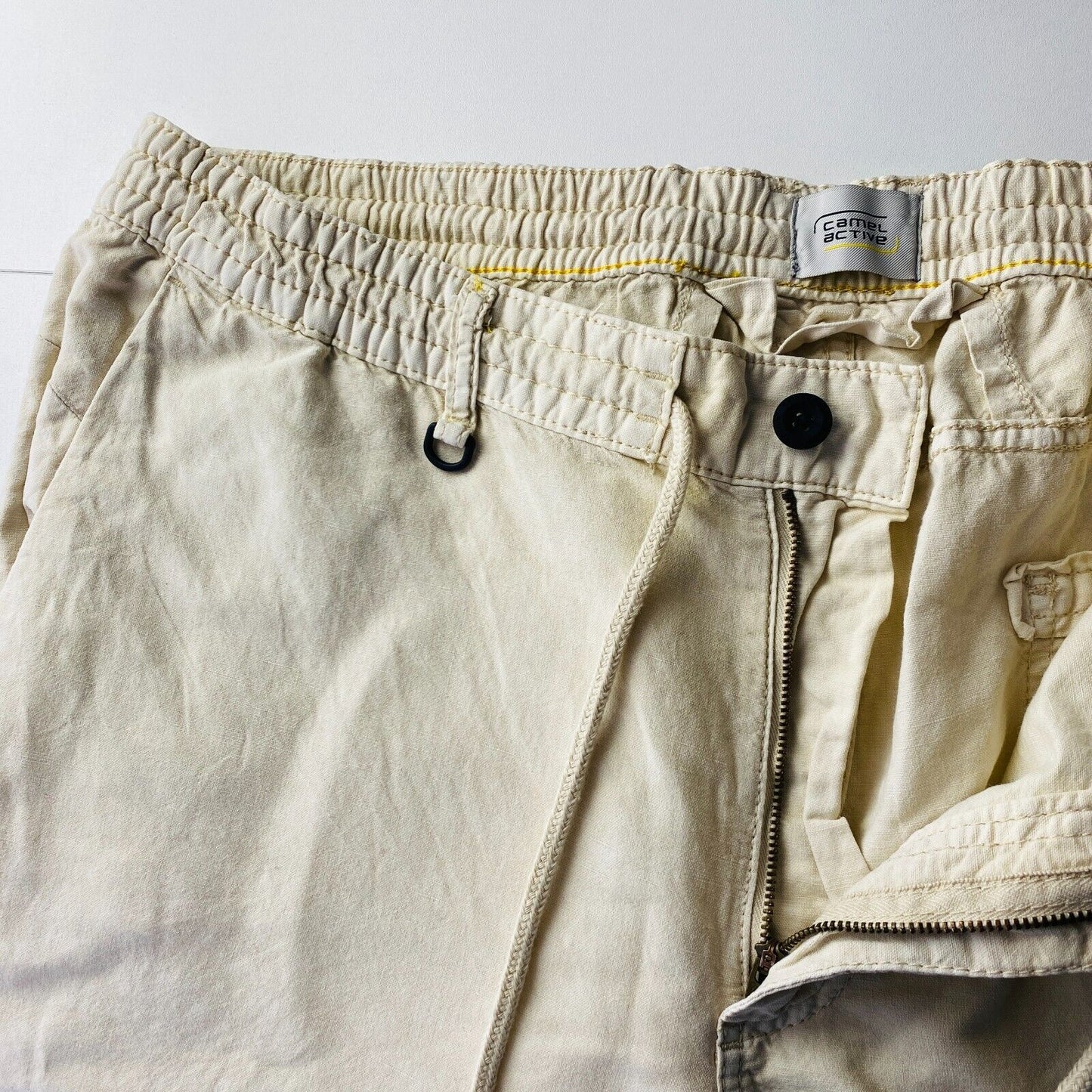 Camel Active Mens Beige Regular Fit Linen Blend Shorts Size W40