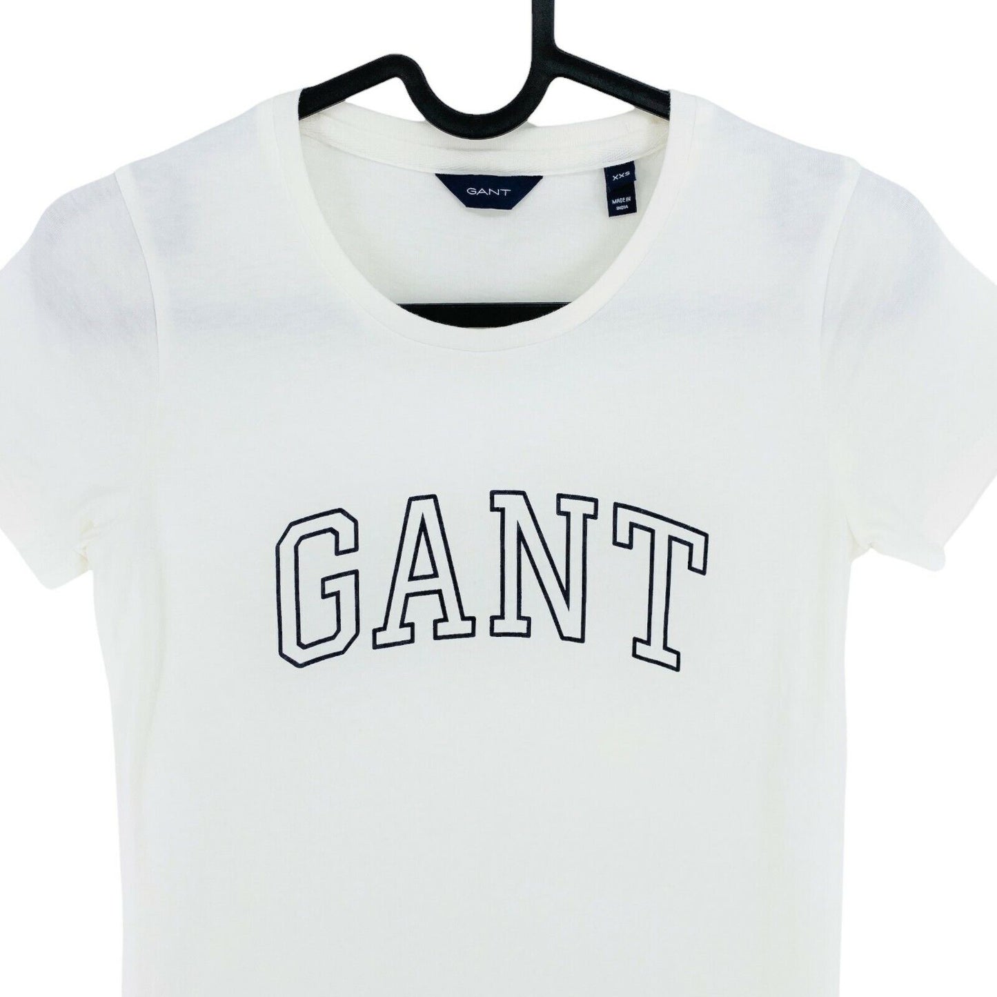 GANT T-Shirt mit großem Logo, Rundhalsausschnitt, kurze Ärmel, Größe 2XS, weiß