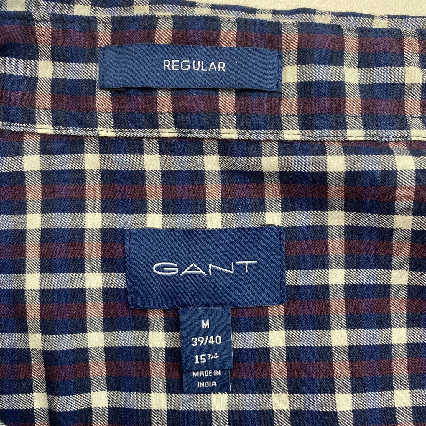 GANT Dark Blue Check Regular Fit Shirt Size M 39/40 15.75