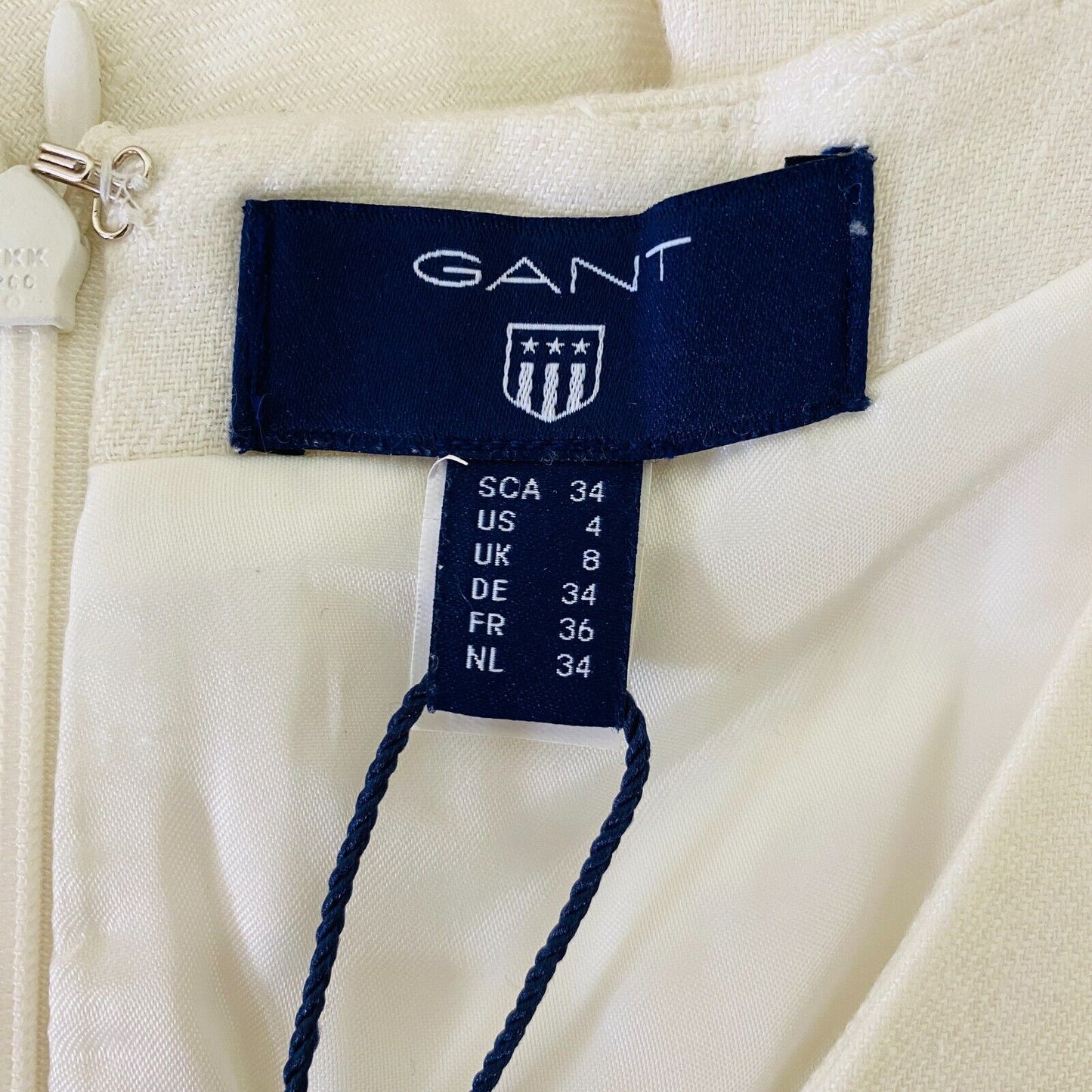 GANT White V Neck Linen Flared Dress Size EU 34 UK 8 US 4