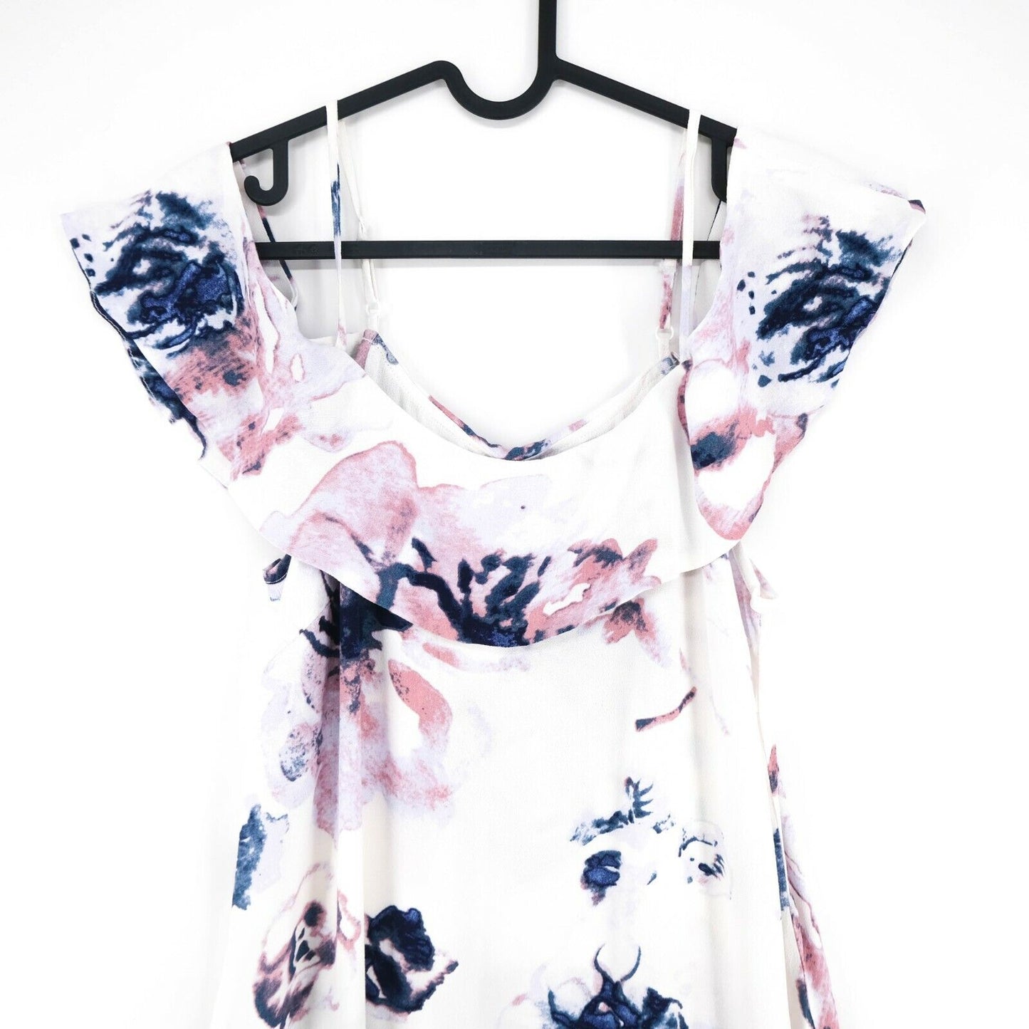 Minimum White Floral Print Crew Neck Off The Shoulder Dress Size 34