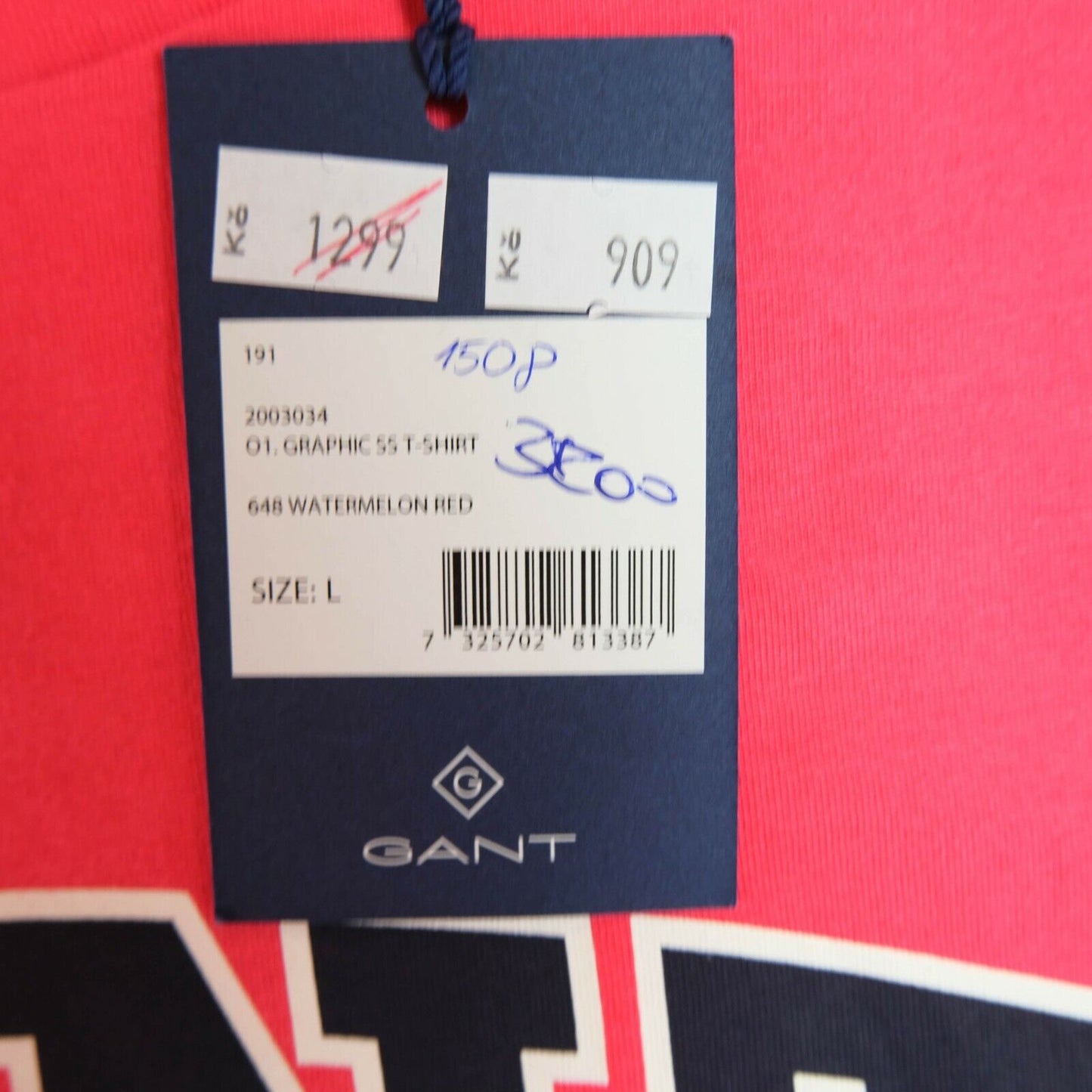 GANT Red Graphic Crew Neck Top T-Shirt Size L