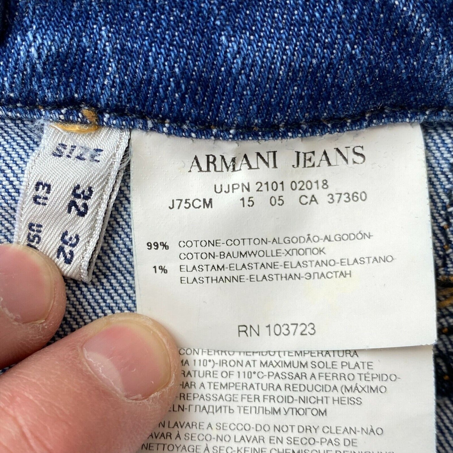 ARMANI JEANS Femme Bleu Regular Straight Fit Jeans Taille W32 L32