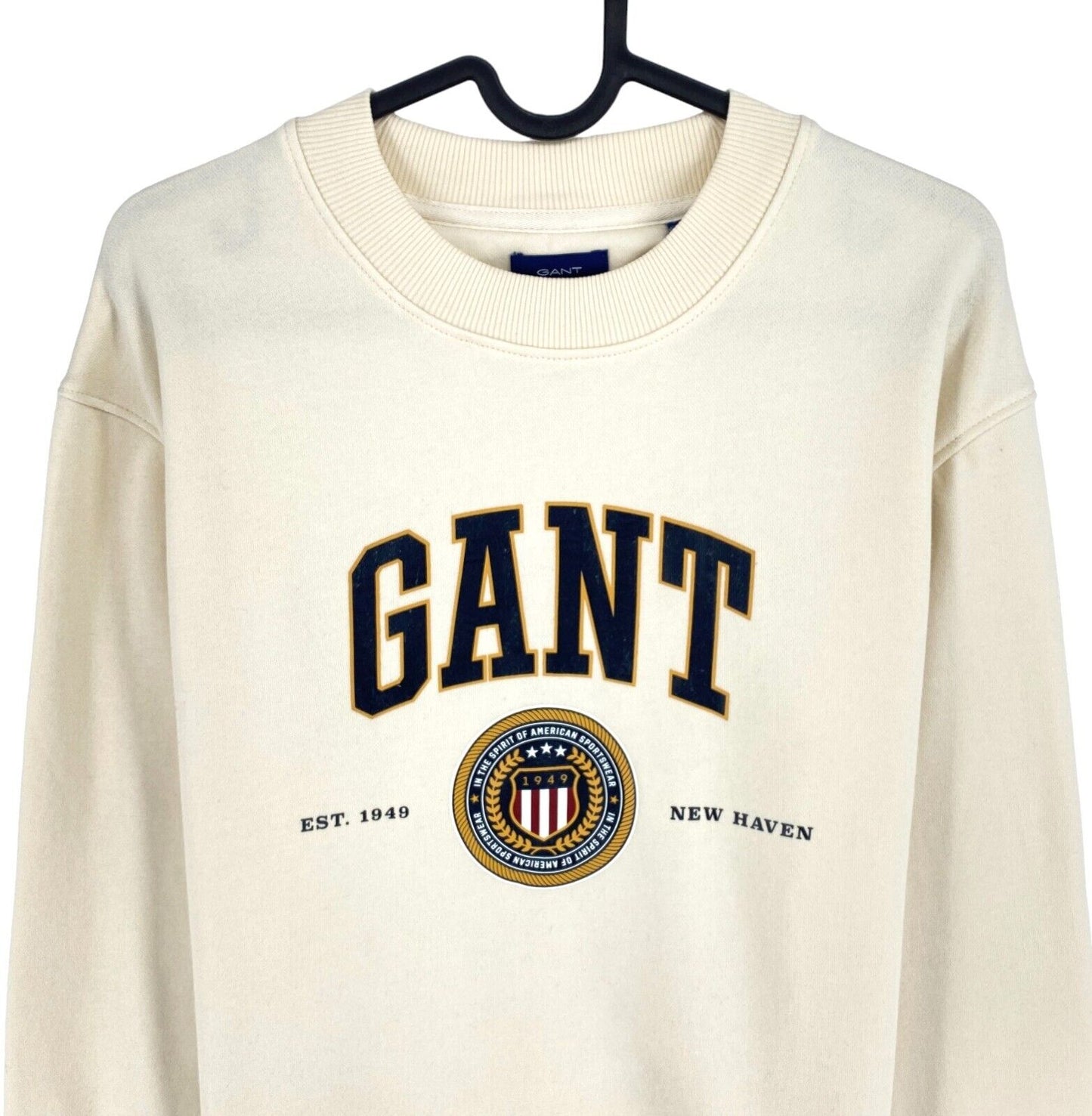 GANT Beige Crest Shield Crew Neck Sweater Jumper Size S