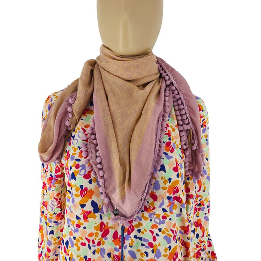 PEPE JEANS Women Pink Brown Square Scarf Shawl