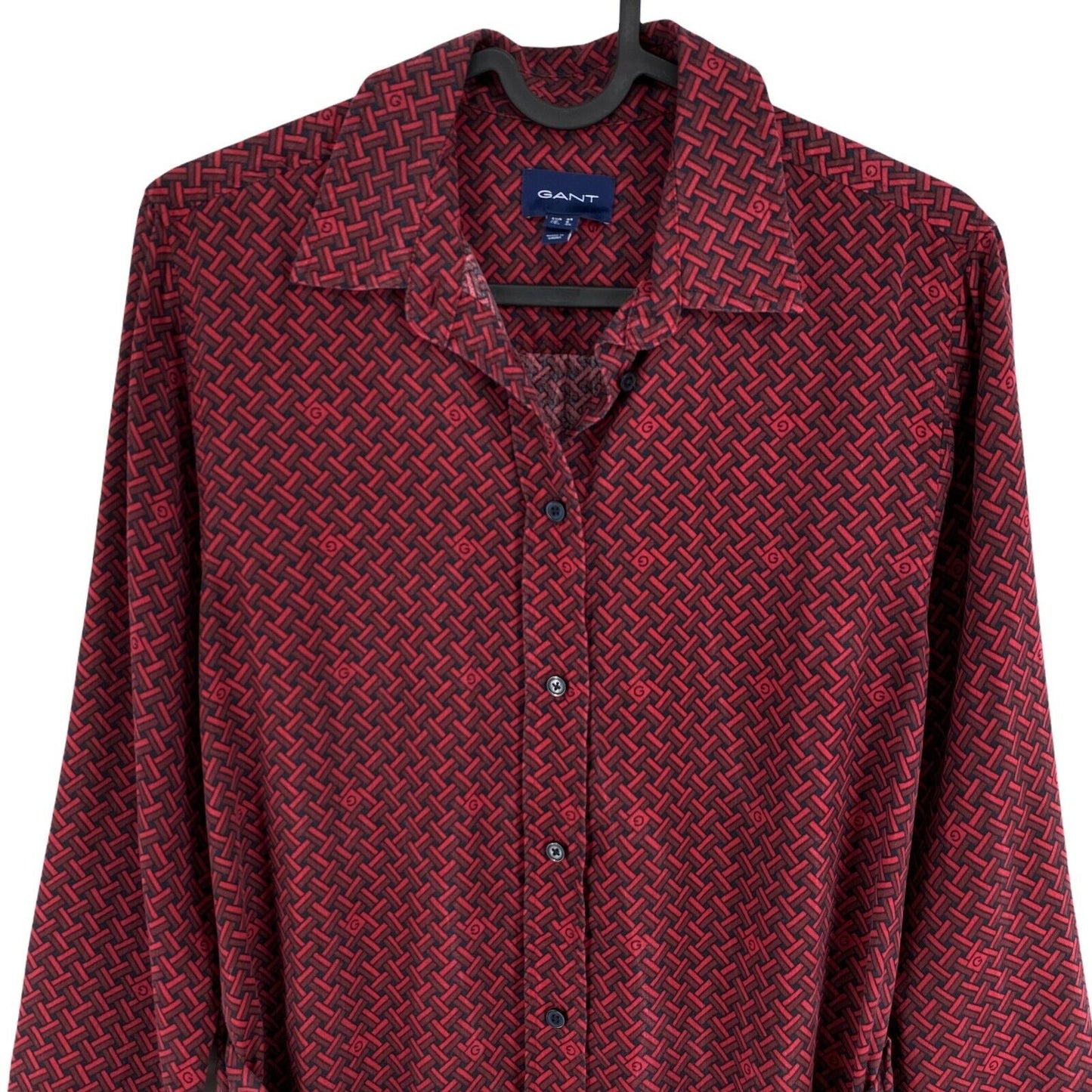 GANT Red Geometrical Print Belted Shirt Dress Size EU 34 UK 8 US 4