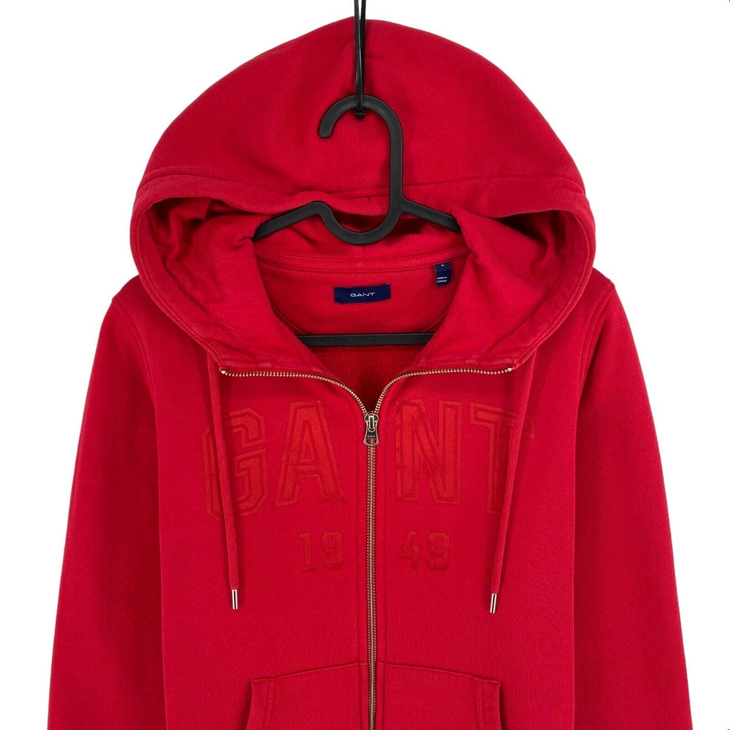 GANT Red Logo Full Zip Hoodie Sweater Jumper Size S