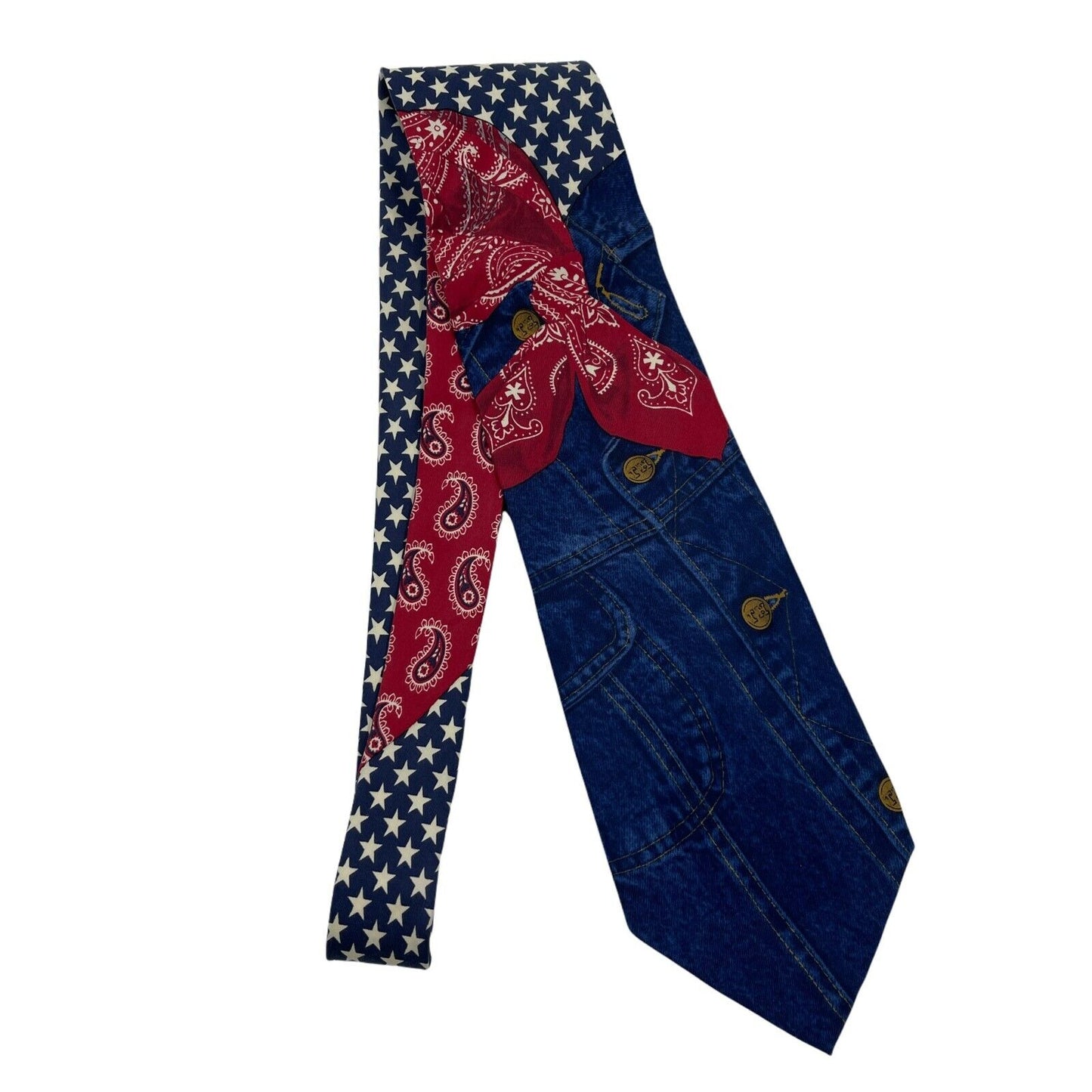 Vintage GANT Red Blue Americana Painting 100% Silk Hand Made Tie