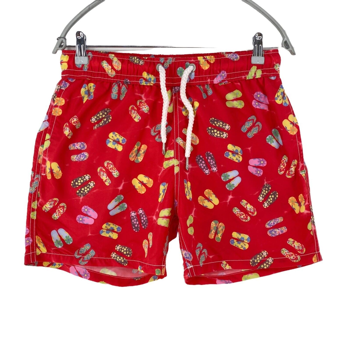 SOOBAYA Red Swimwear Regular Fit Sandals Pattern Swimming Shorts S W29