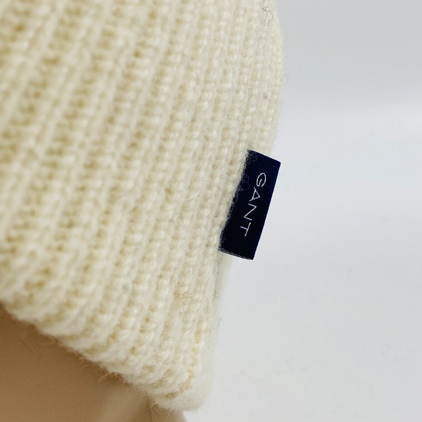 GANT Unisex Cream White Wool Beanie Winter Hat One Size