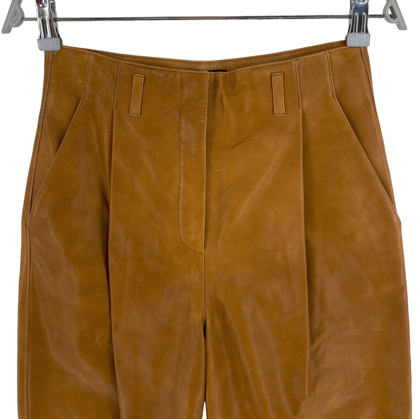 GANT Pantalon coupe décontractée en cuir plissé marron Taille EU 36 UK 8 US 6