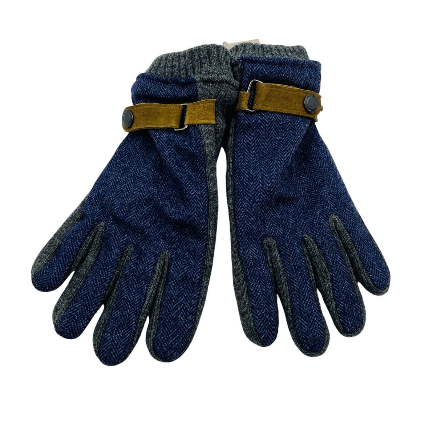 Camel Active Mens Dark Blue Grey Wool Blend Knit Gloves Size XL