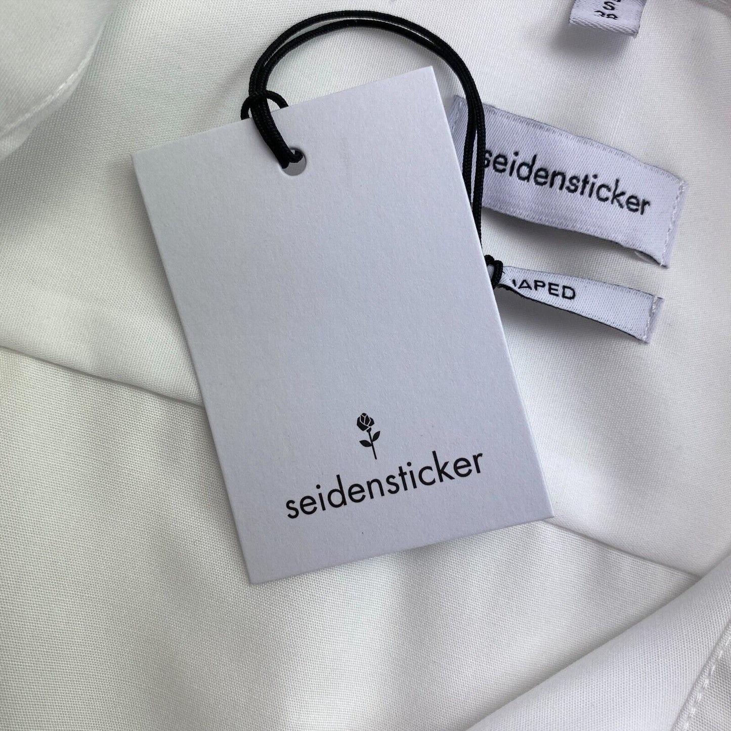 Seidensticker White Shaped 100% Cotton Dress Shirt Size 38 S