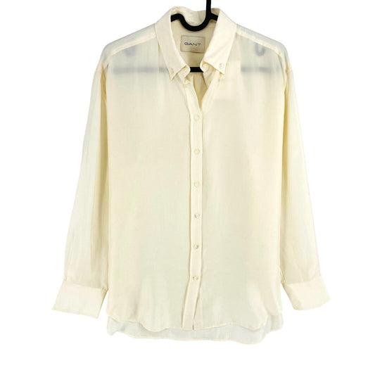 GANT Beige Relaxed Fit Silk Shirt Size EU 34 UK 6 US 4