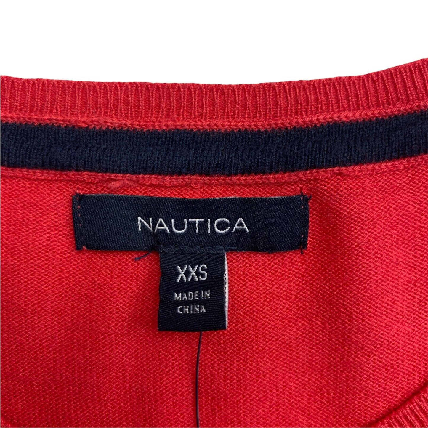 NAUTICA Red Crew Neck Cotton Blend Cardigan Sweater Size 2XS