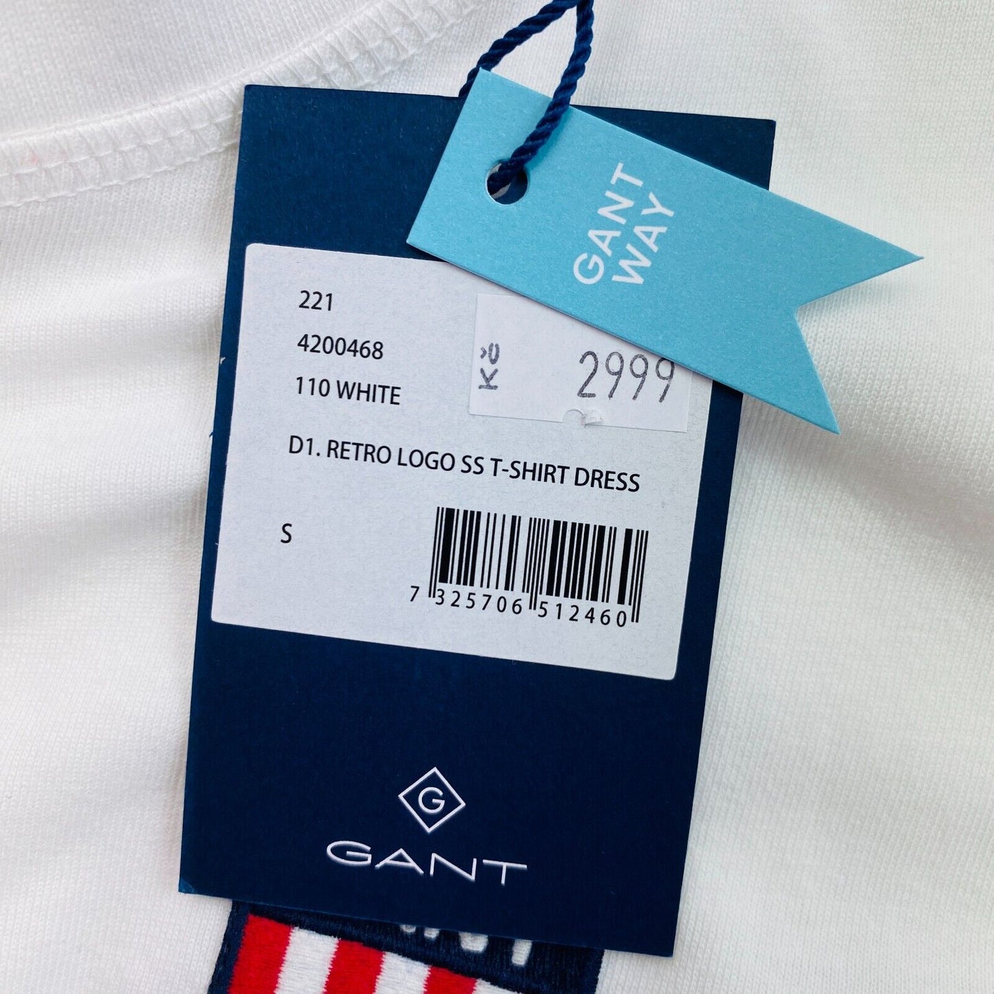 GANT White Retro Logo Short Sleeves T Shirt Dress Size S