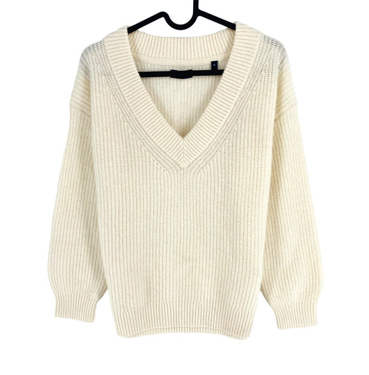 GANT Beige Wool Blend V Neck Jumper Sweater Size XS