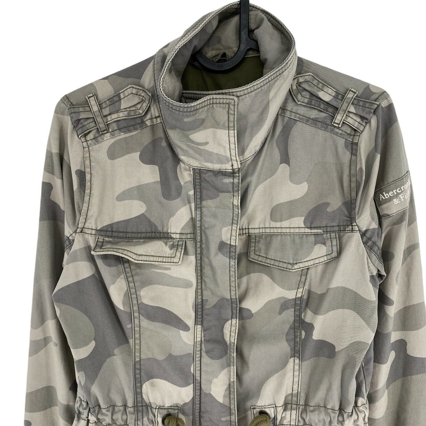 Abercrombie & Fitch Camouflage Print Grey 100% Cotton Jacket Size XS