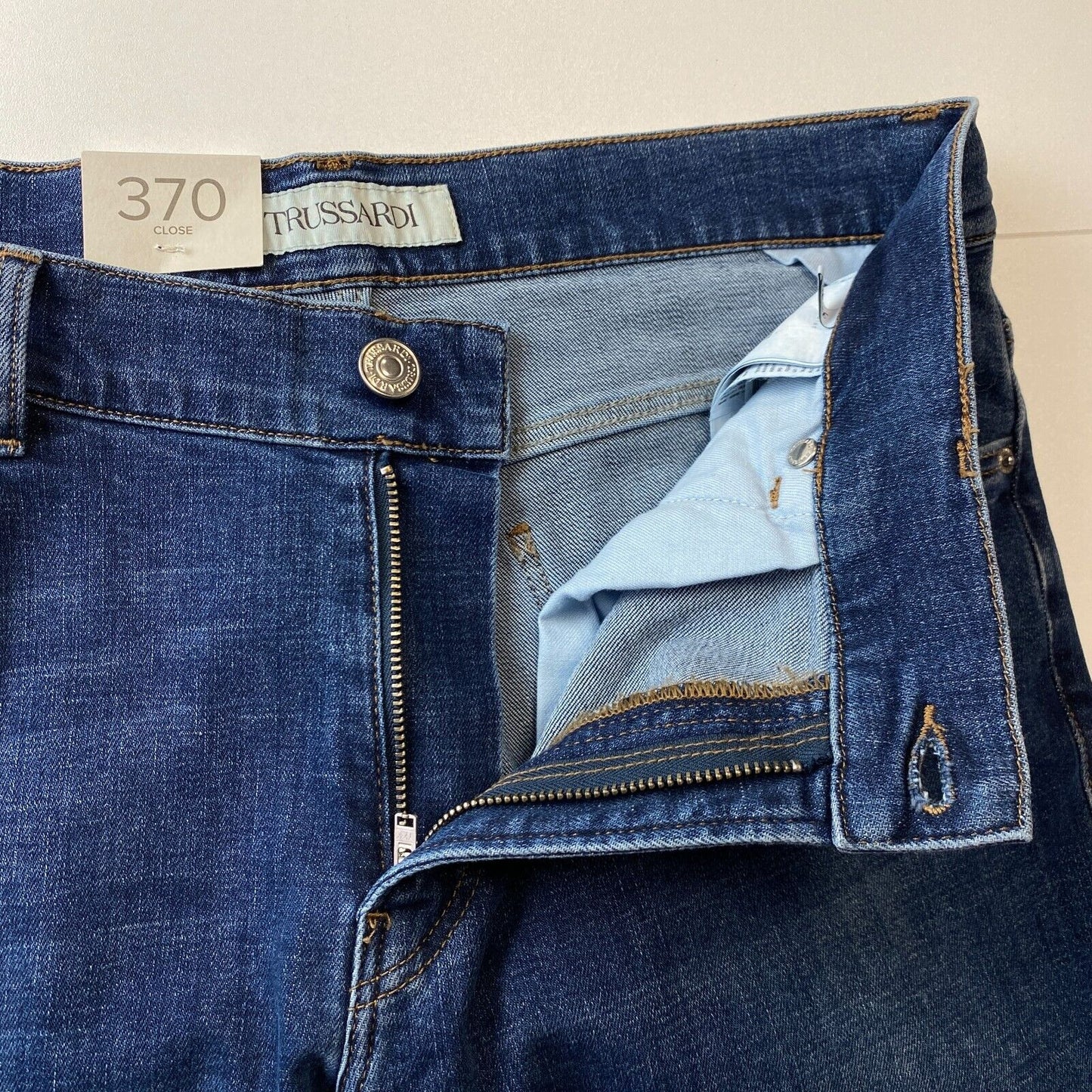 TRUSSARDI 370 CLOSE Blue Slim Tapered Fit Jeans EUR 48 W32 L34