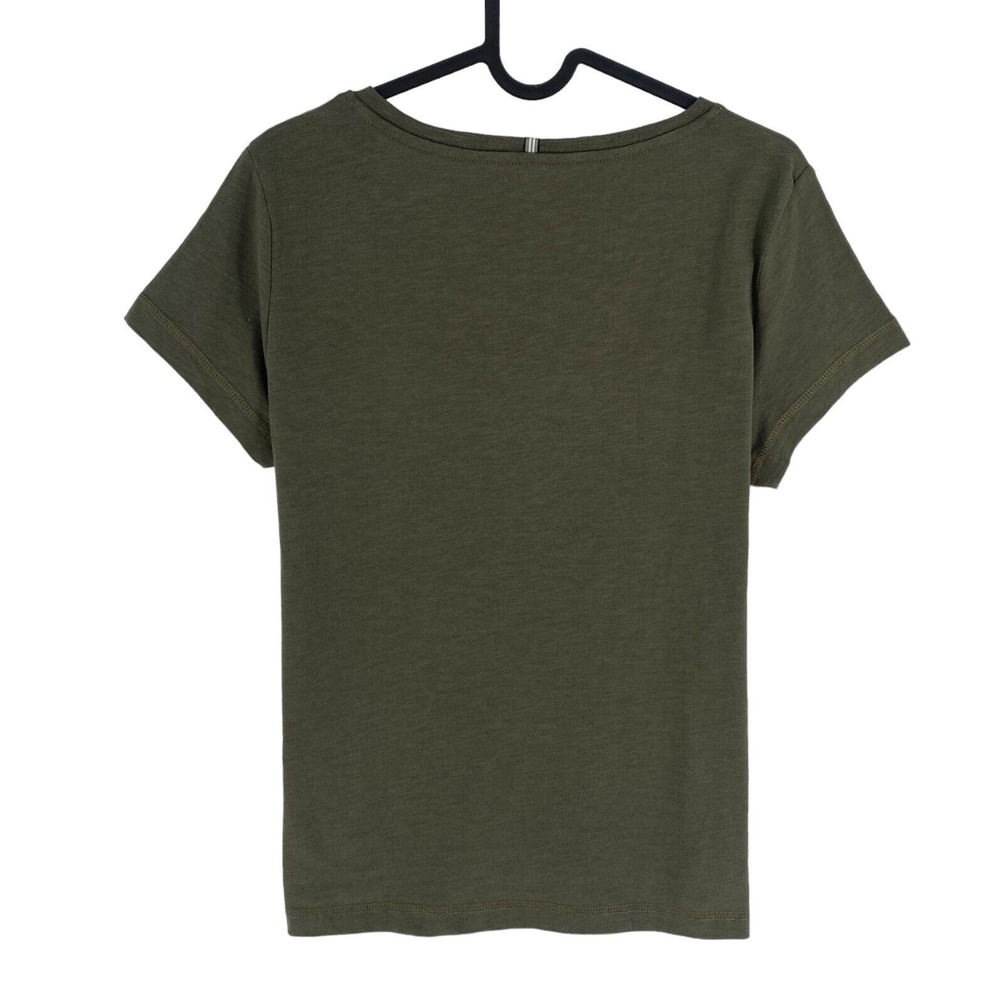 Camel Active Women Dark Green Solid V Neck Short Sleeves T Shirt Size S