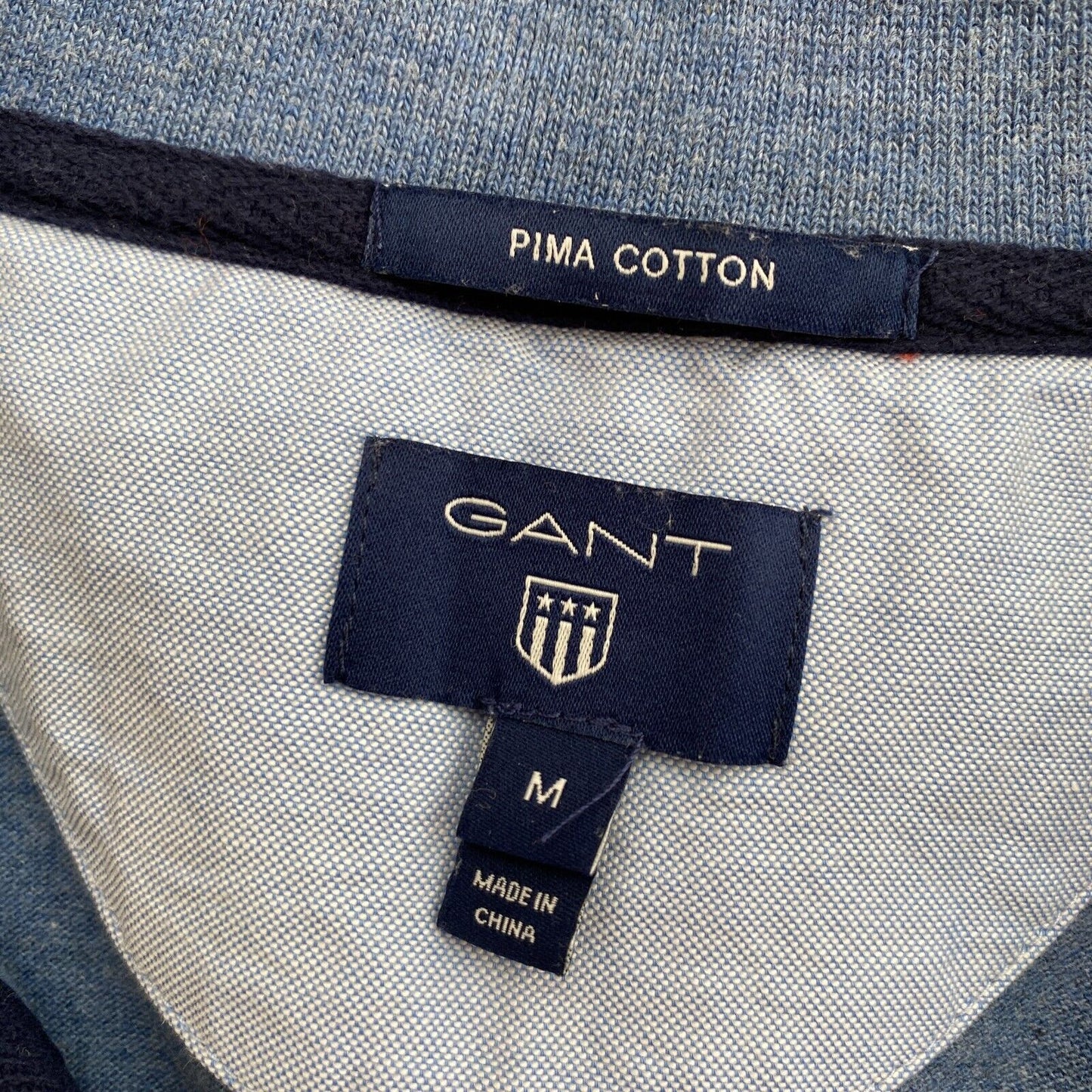 GANT Blue Pima Cotton Pique Rugger Polo Shirt Size M