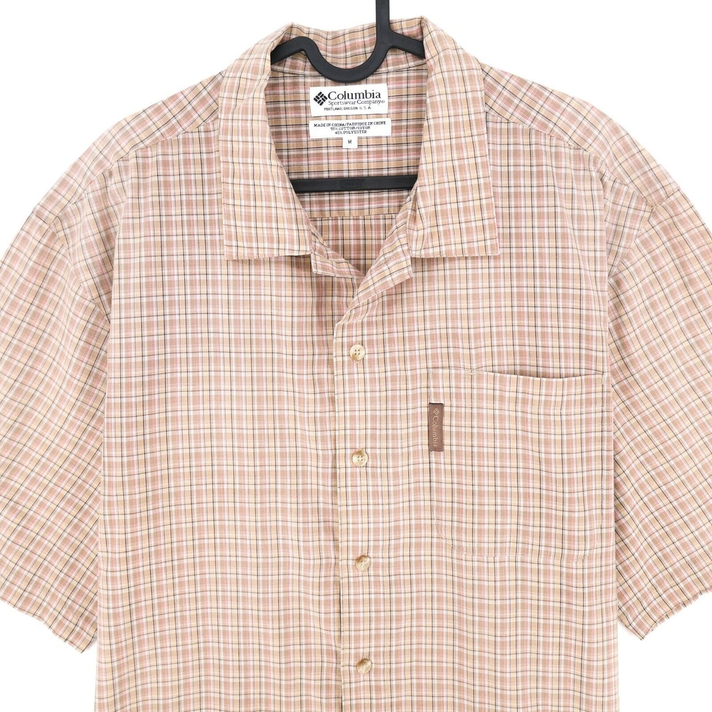 Columbia Brown Check Print Short Sleeves Shirt Size M