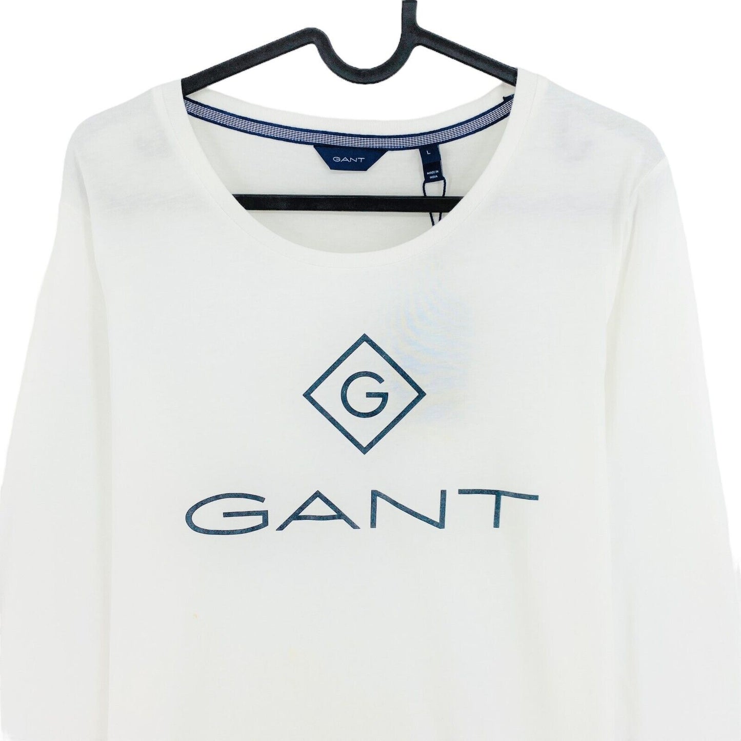 GANT Weißes Lock Up T-Shirt mit Rundhalsausschnitt und langen Ärmeln, Größe L