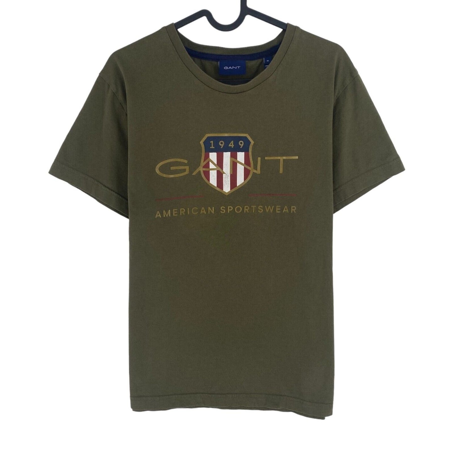 GANT Men Brownish Green Archive Shield Crew Neck Short Sleeves T Shirt Size M